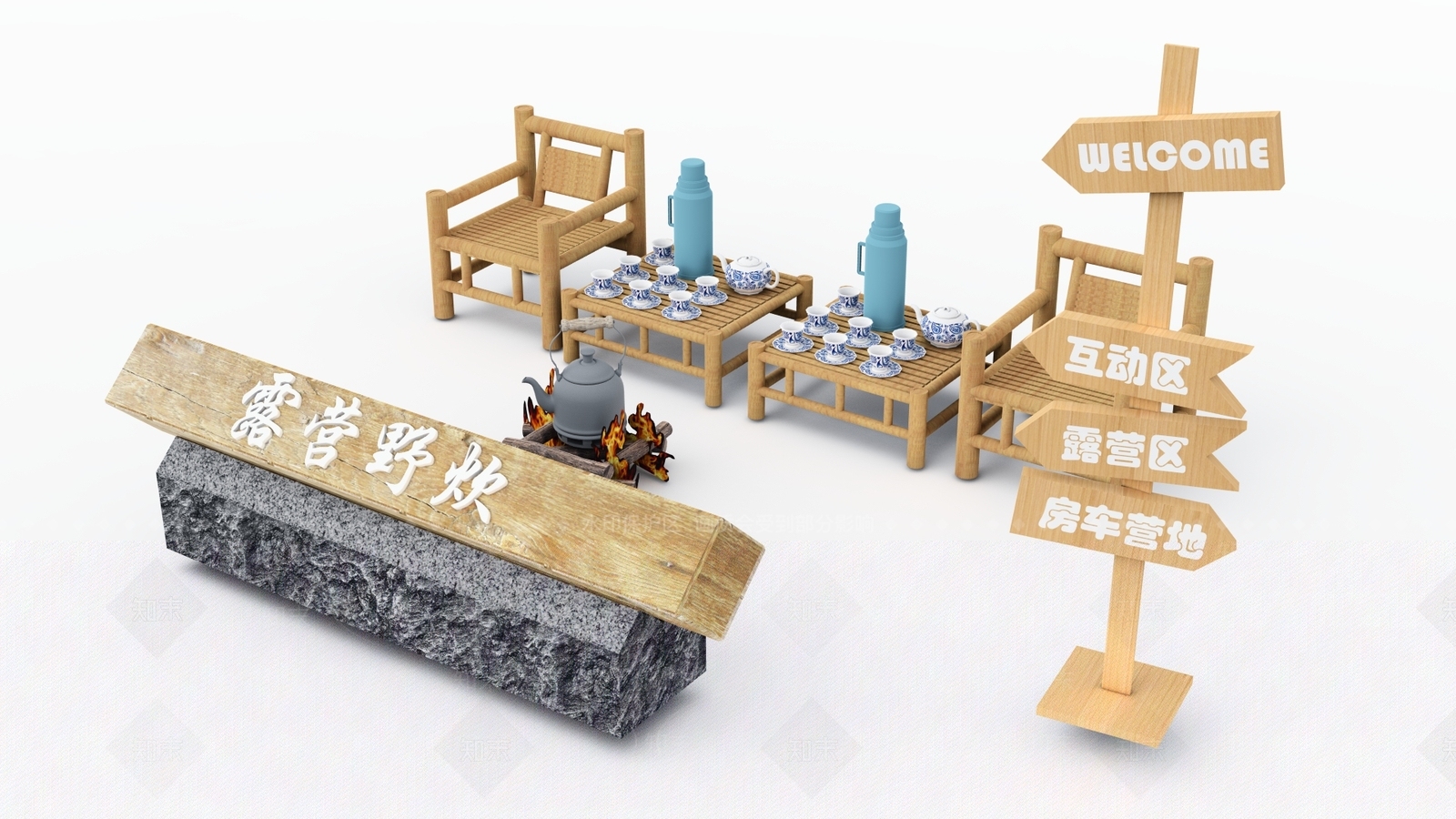 中式农具小品SU模型下载【ID:1149058004】