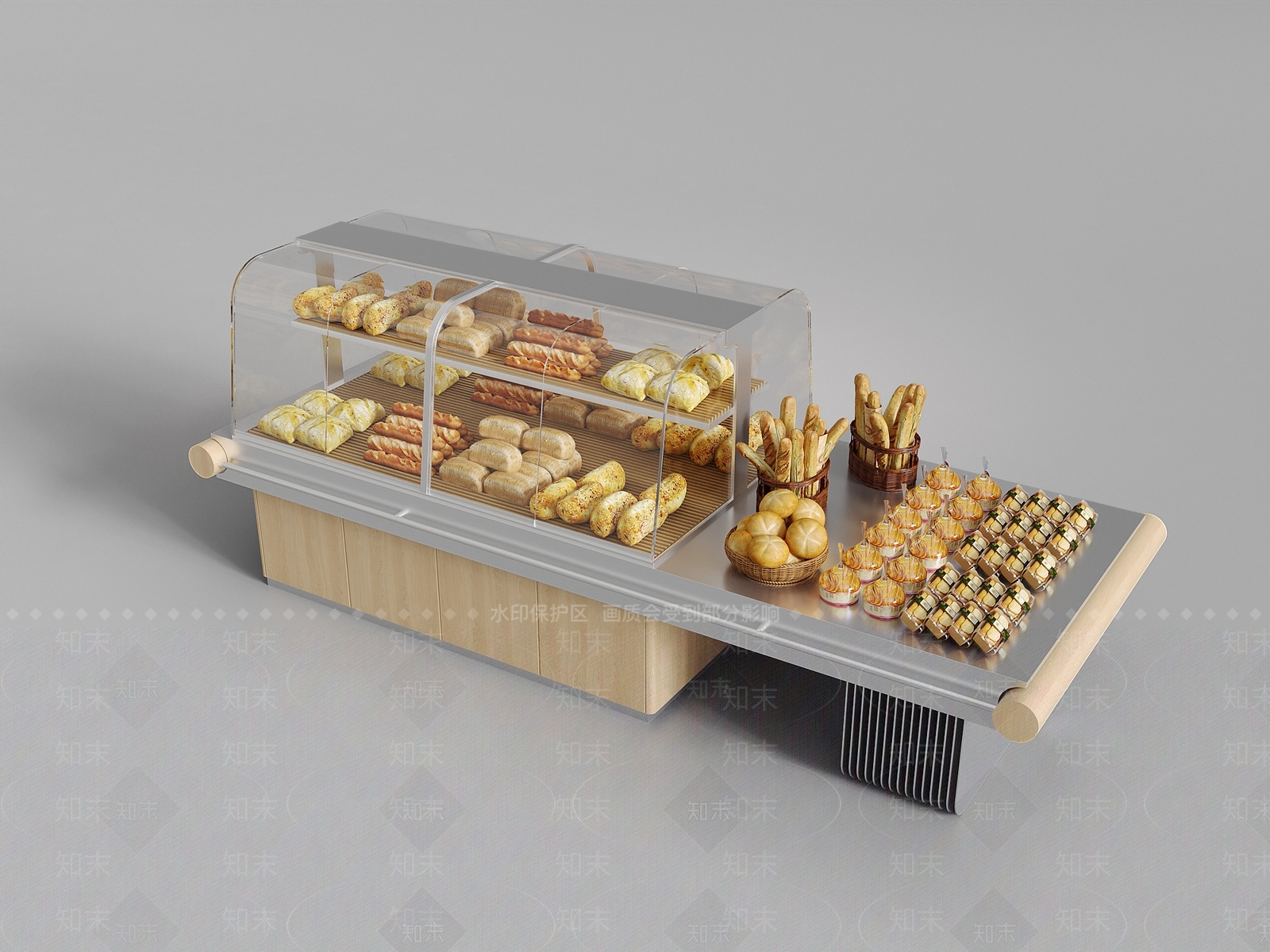 现代面包展示柜SU模型下载【ID:1149059027】