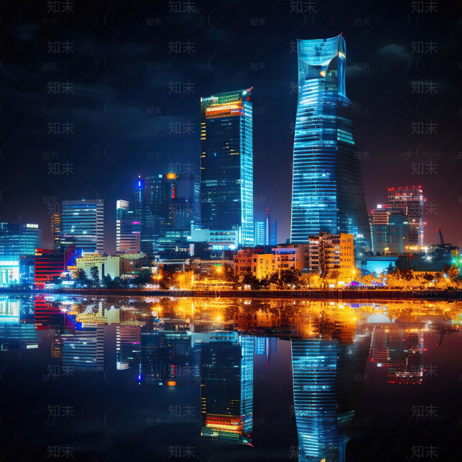 夜晚灯光城市外景贴图下载【ID:1149060888】