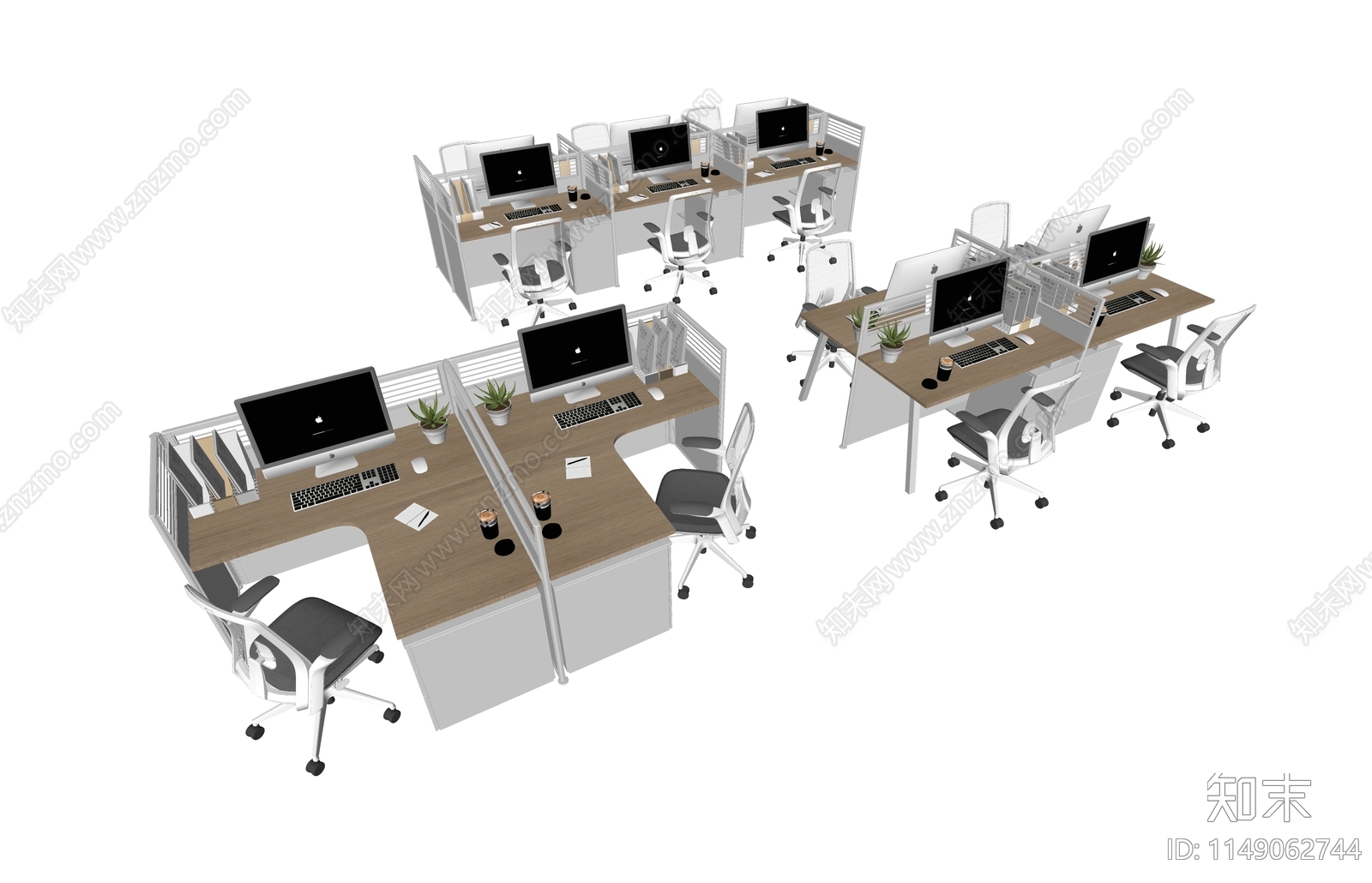现代办公桌椅组合SU模型下载【ID:1149062744】