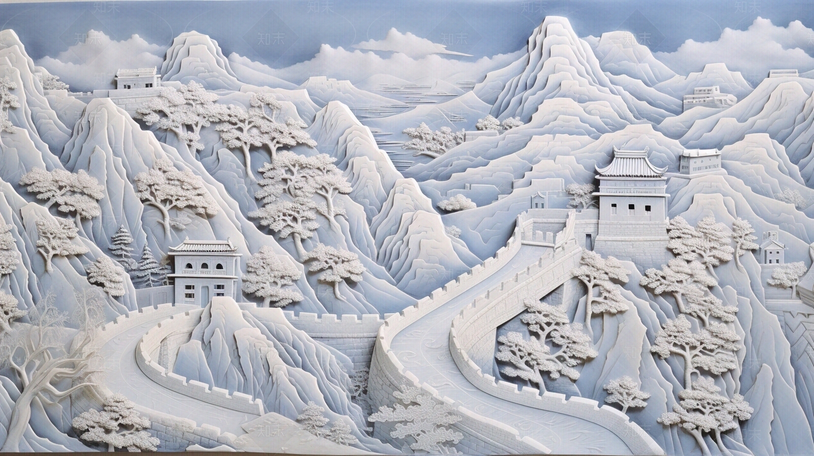 万里长城浮雕壁画贴图下载【ID:1149062778】