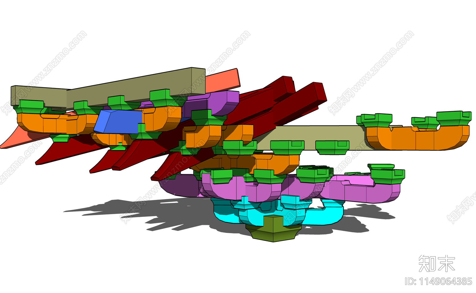 现代建筑斗拱SU模型下载【ID:1149064385】
