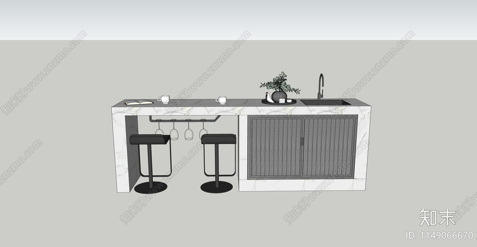 现代吧台SU模型下载【ID:1149066670】