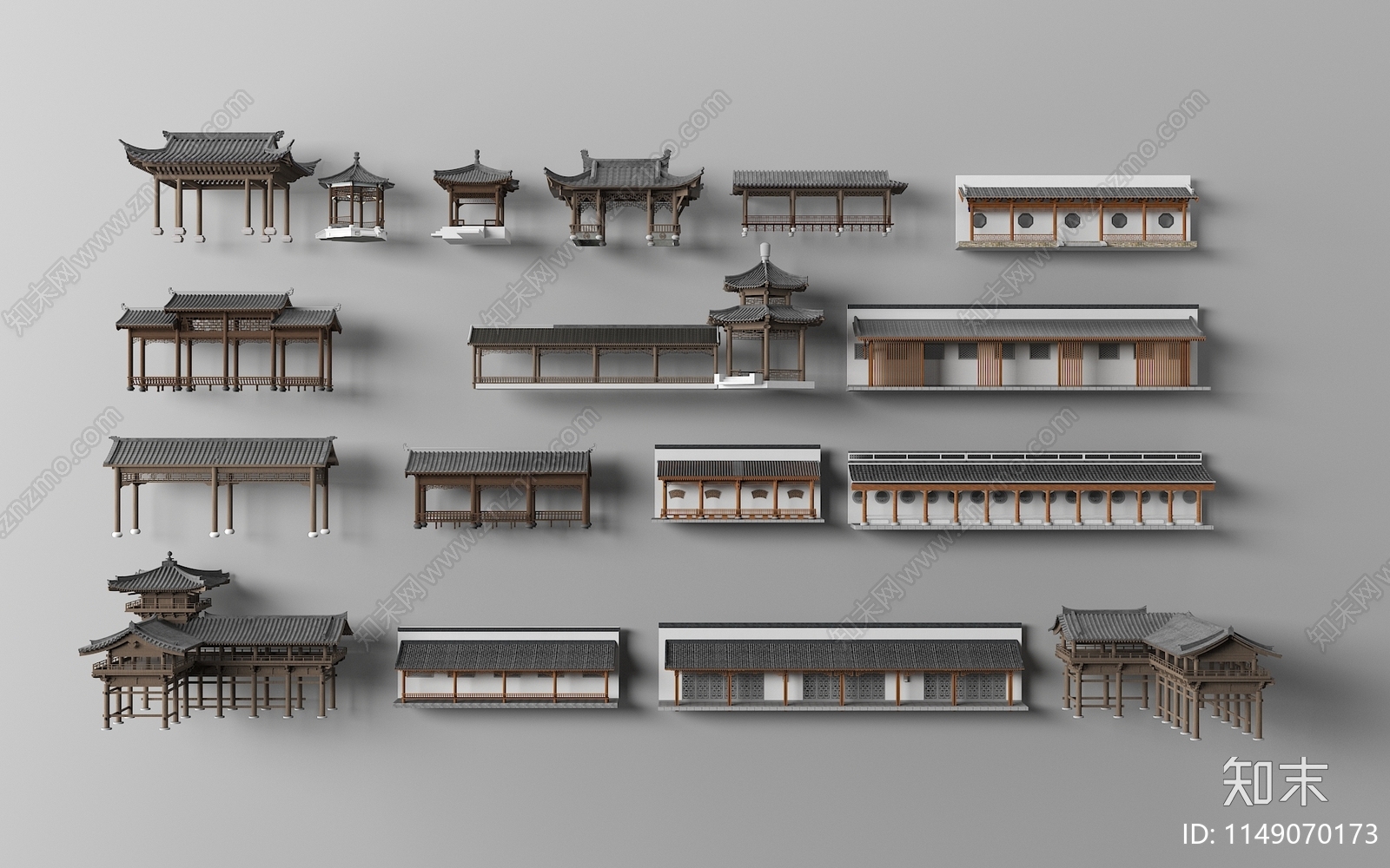 中式亭子3D模型下载【ID:1149070173】