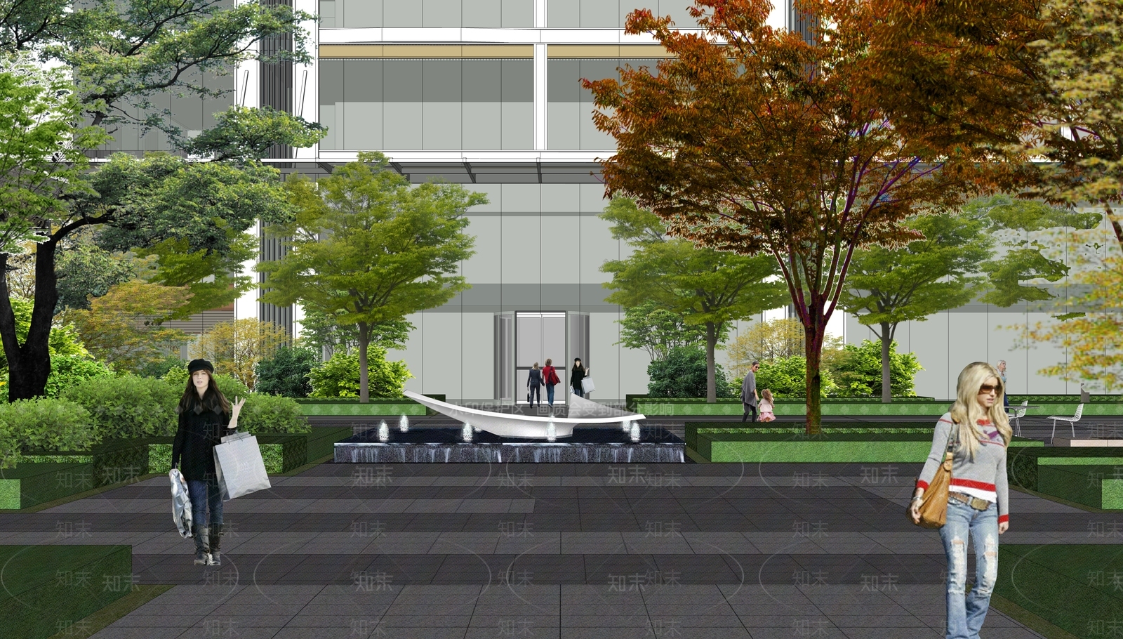 现代办公景观空间SU模型下载【ID:1149071256】