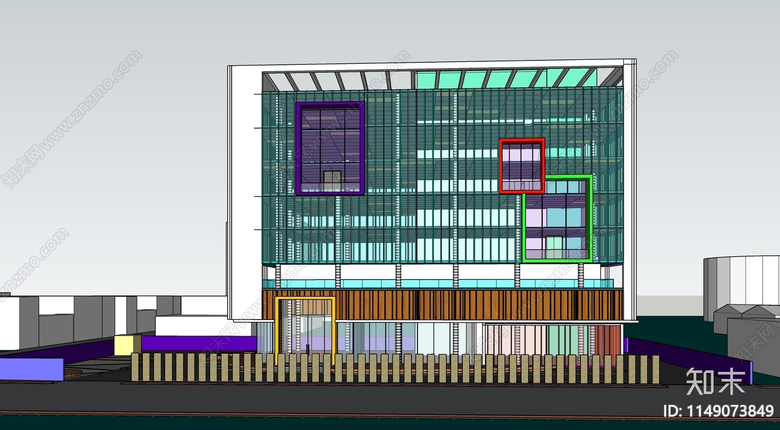 现代图书馆建筑SU模型下载【ID:1149073849】