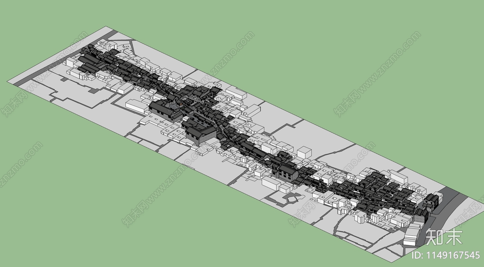 新中式古街道建筑SU模型下载【ID:1149167545】