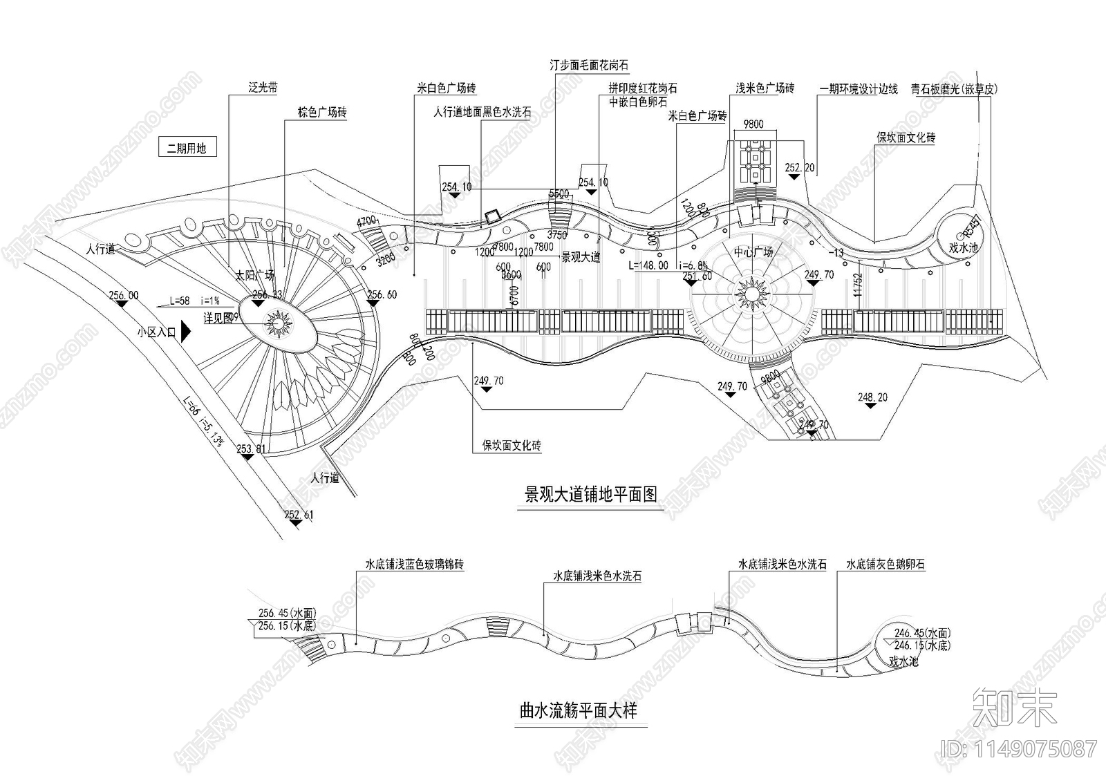 各类型景观地面铺装详图cad施工图下载【ID:1149075087】