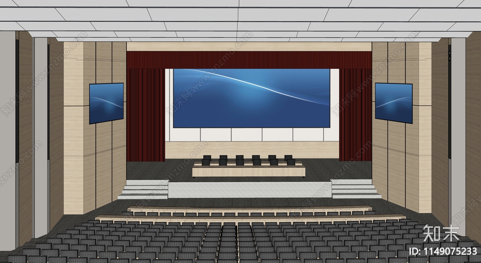 现代多功能报告厅SU模型下载【ID:1149075233】