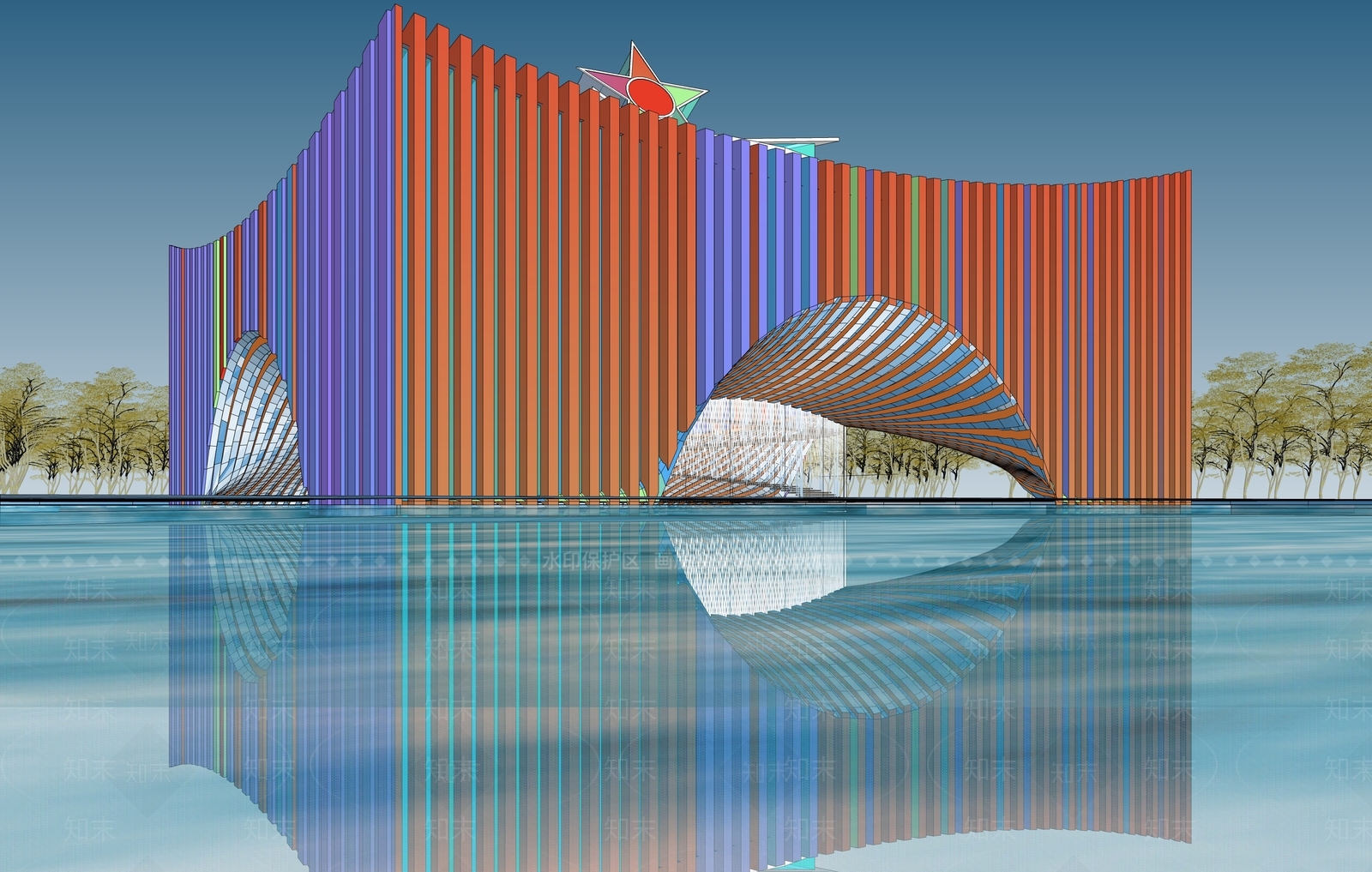 现代展览馆SU模型下载【ID:1149076607】