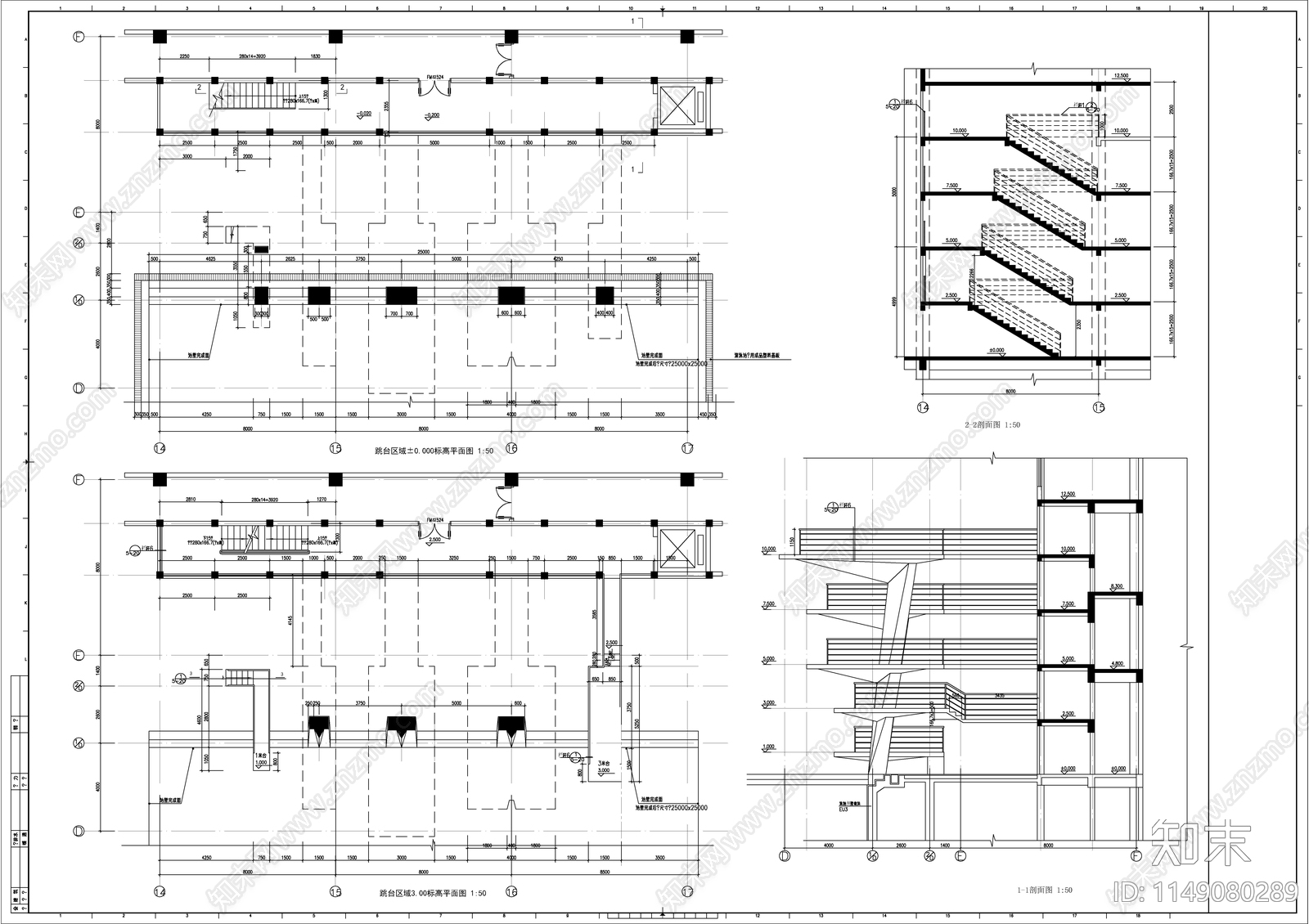 游泳馆建筑cad施工图下载【ID:1149080289】