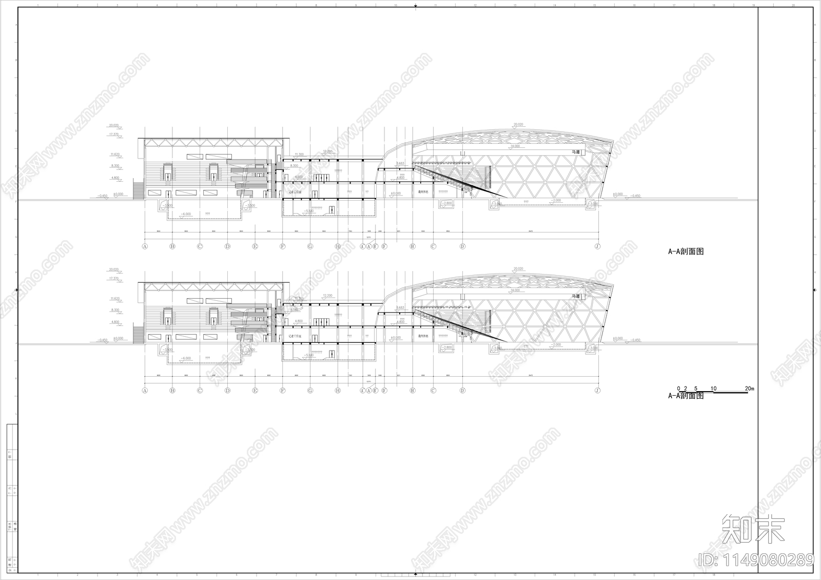 游泳馆建筑cad施工图下载【ID:1149080289】