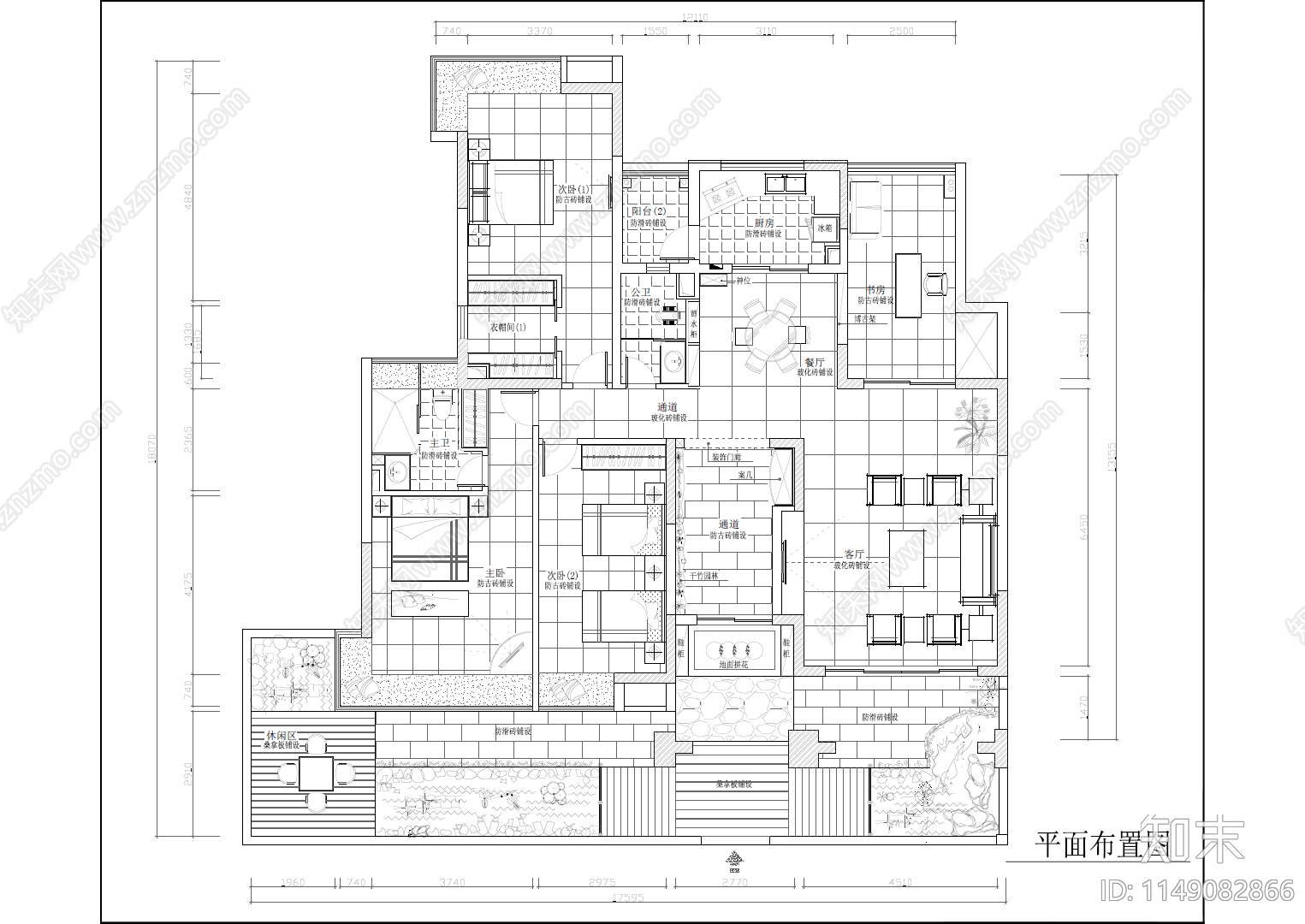 170平米大平层室内cad施工图下载【ID:1149082866】