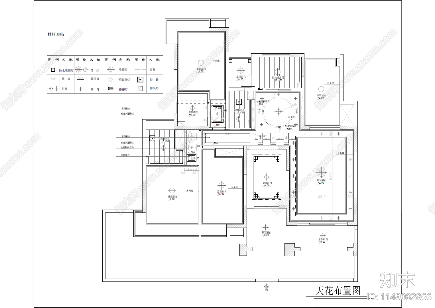 170平米大平层室内cad施工图下载【ID:1149082866】