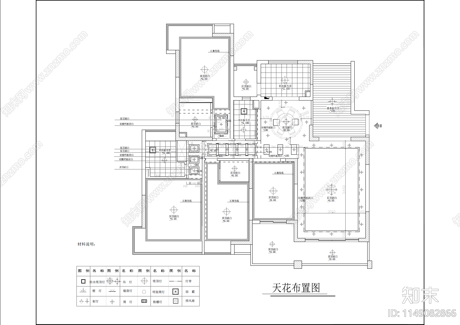 170平米大平层室内cad施工图下载【ID:1149082866】