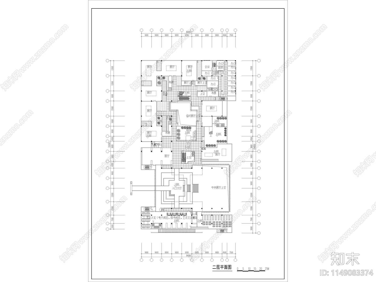 9套美术馆建筑施工图下载【ID:1149083374】