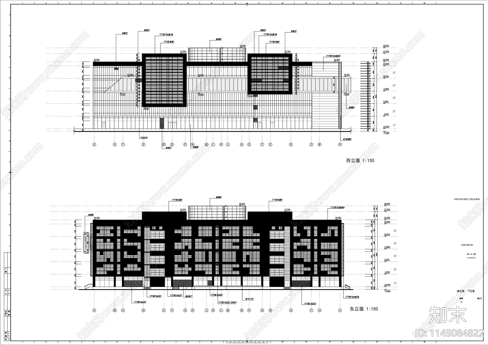 图书馆建筑cad施工图下载【ID:1149084822】