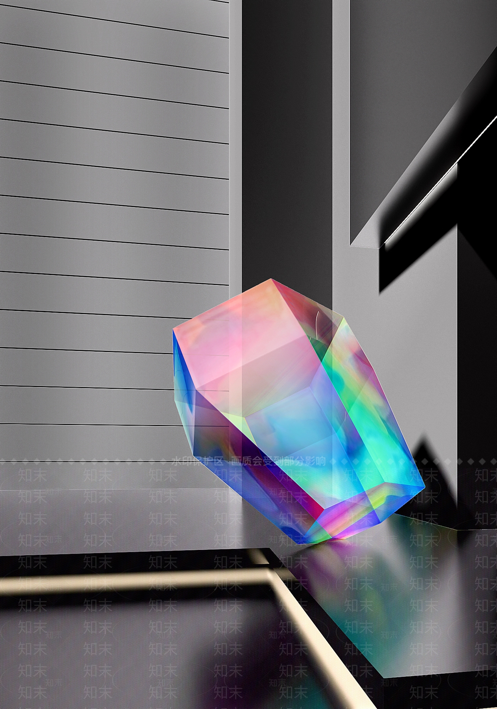 现代幻彩水晶雕塑3D模型下载【ID:1149085397】