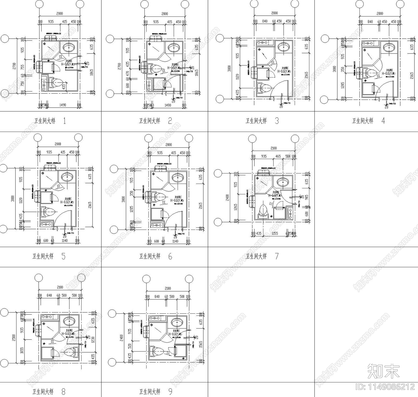 家居卫生间室内cad施工图下载【ID:1149086212】