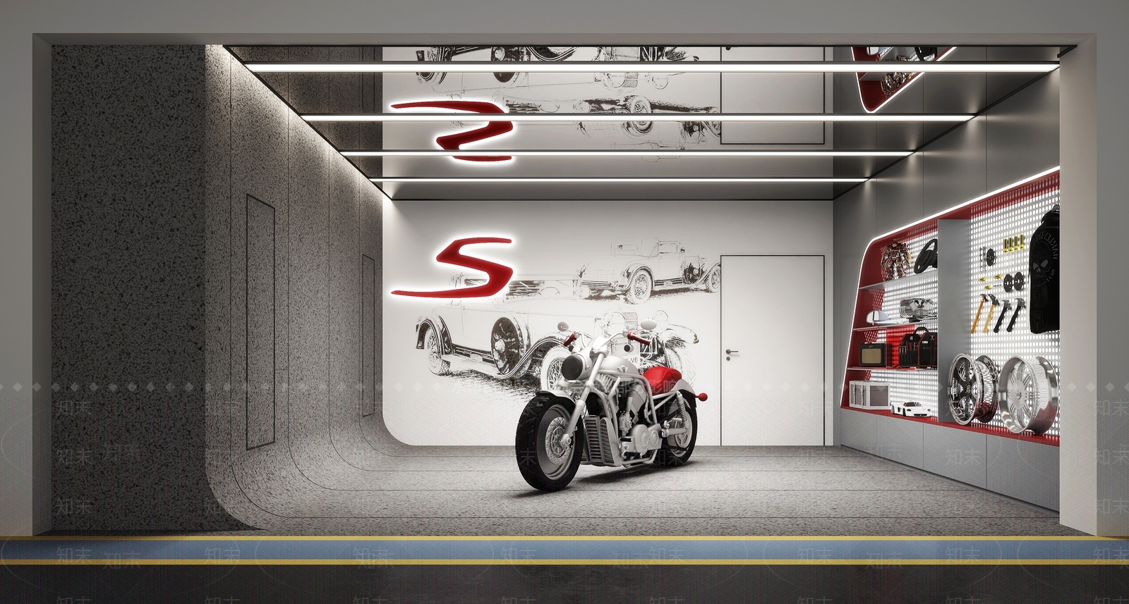 现代机车展厅3D模型下载【ID:1149086694】