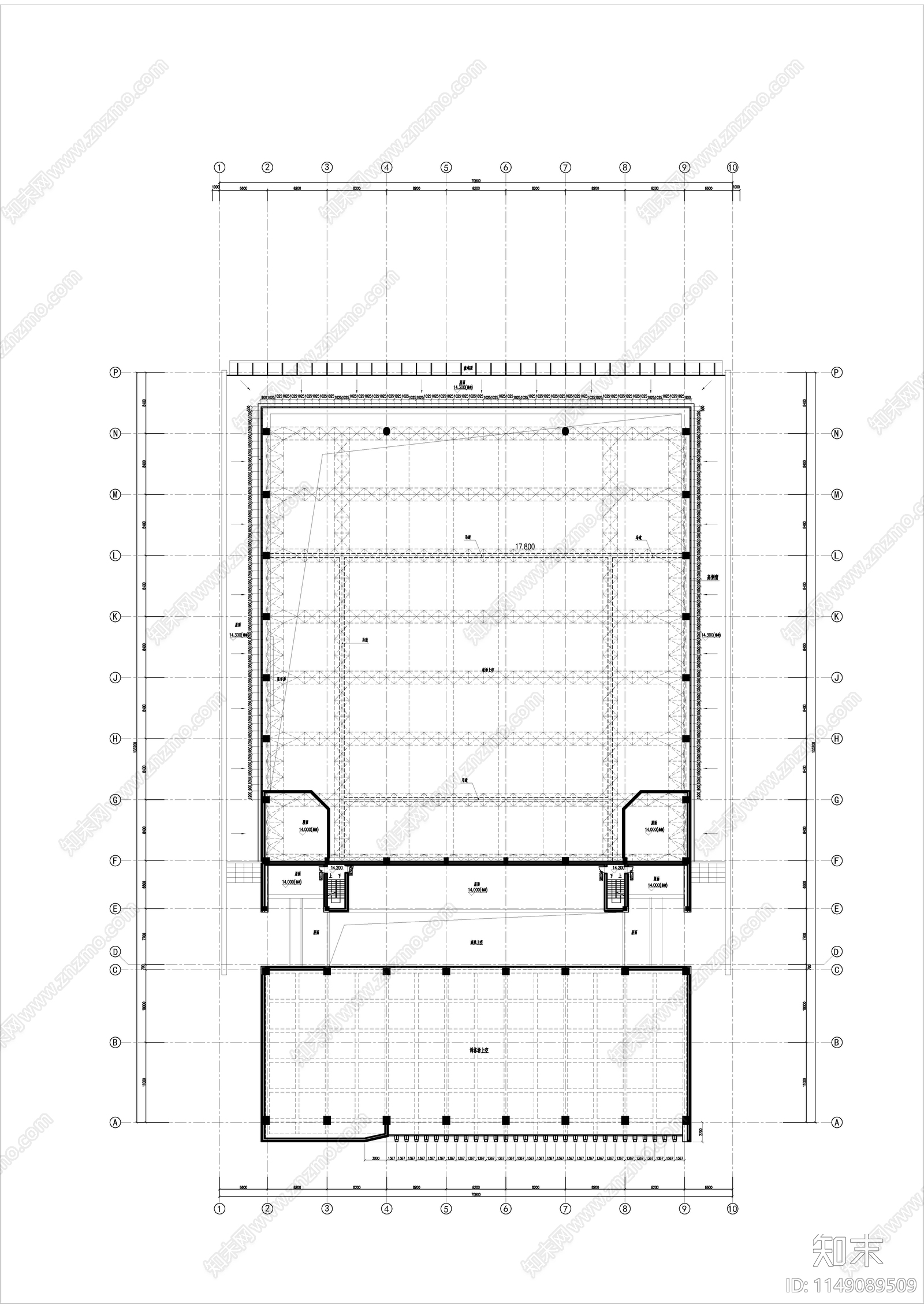 某师范大学体育馆建筑cad施工图下载【ID:1149089509】