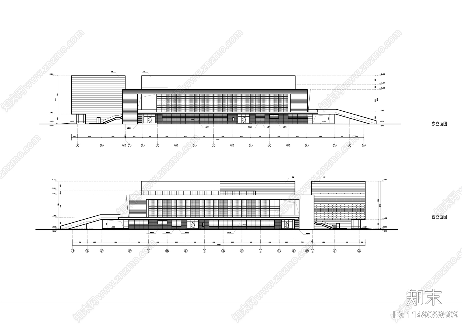 某师范大学体育馆建筑cad施工图下载【ID:1149089509】