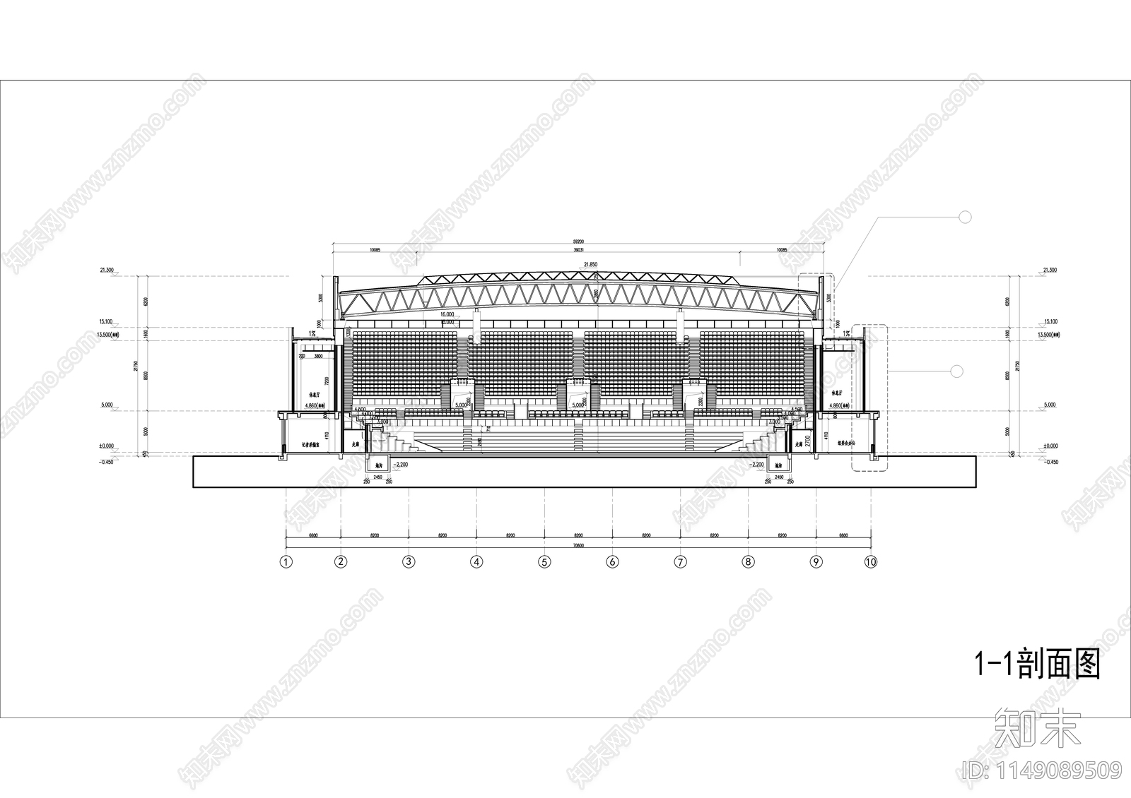 某师范大学体育馆建筑cad施工图下载【ID:1149089509】