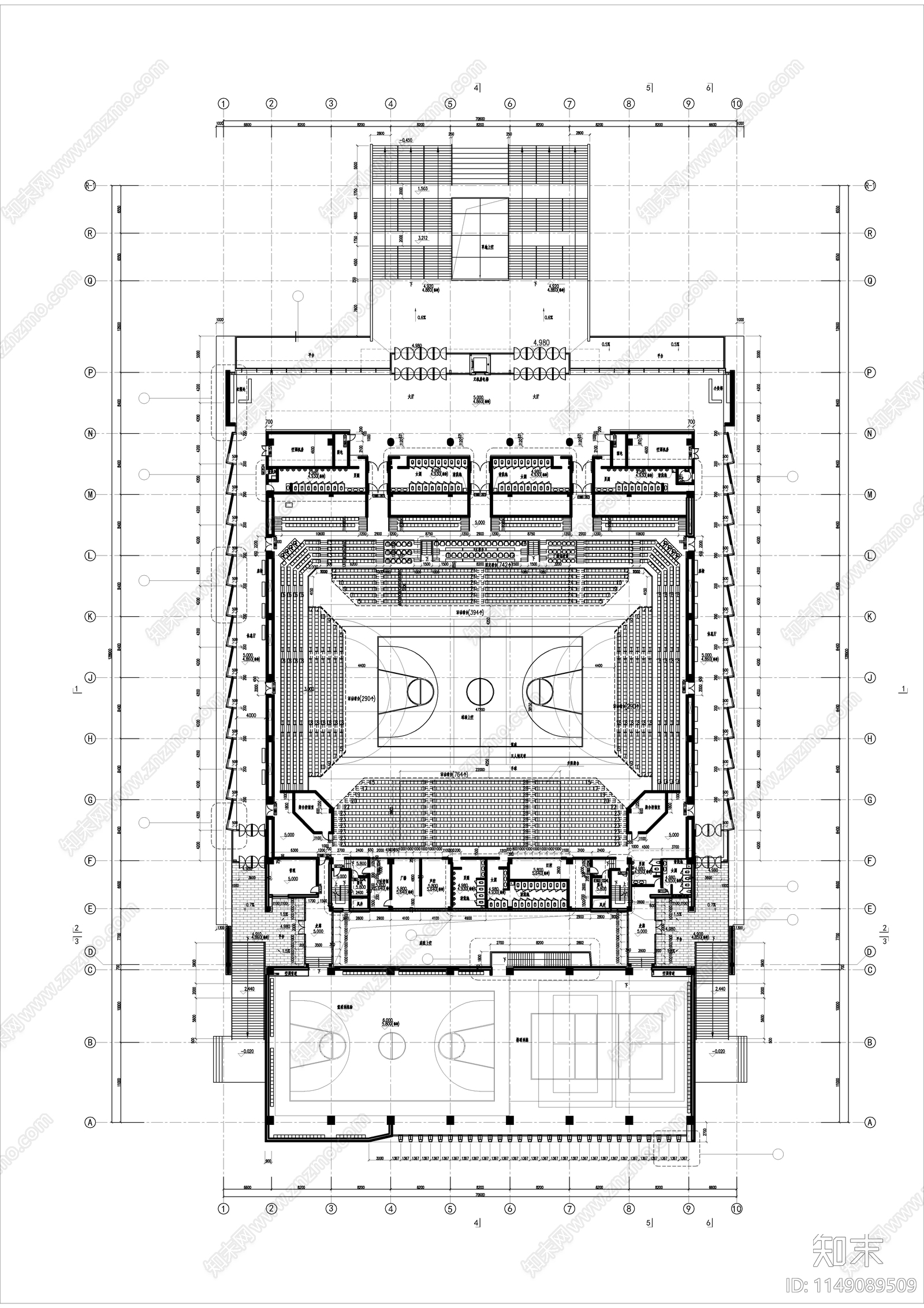 某师范大学体育馆建筑cad施工图下载【ID:1149089509】