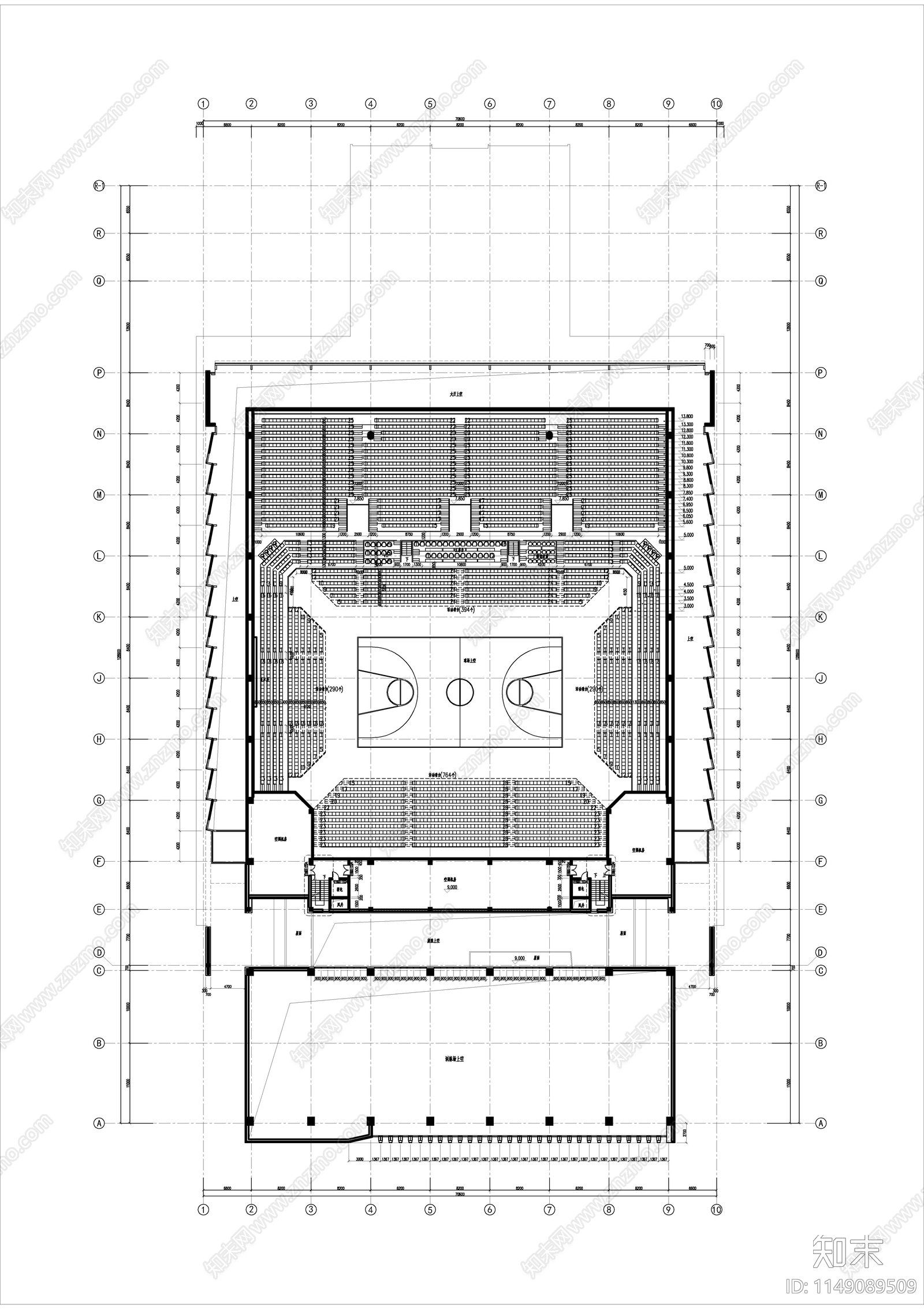 某师范大学体育馆建筑cad施工图下载【ID:1149089509】