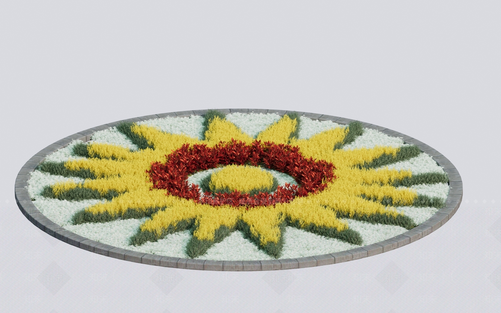 广场入口环岛图案花池SU模型下载【ID:1149091585】
