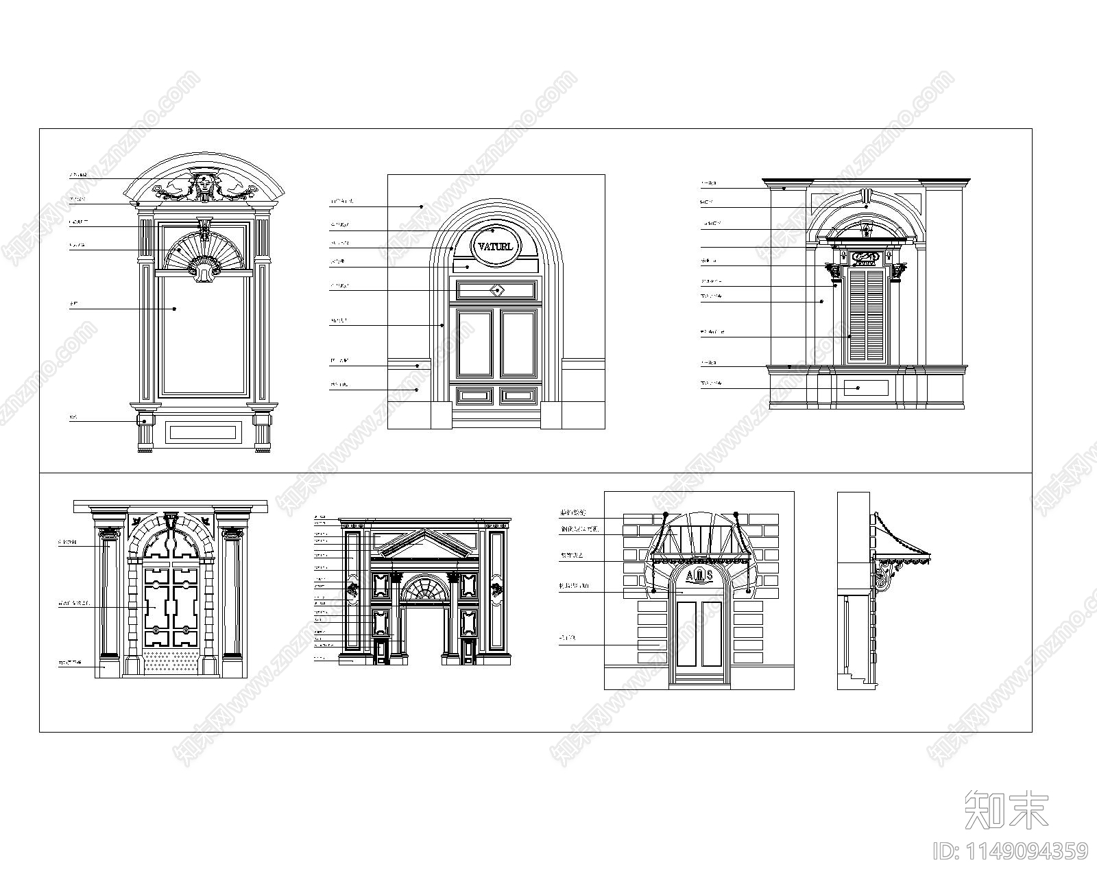 梵蒂冈门窗建筑图库施工图下载【ID:1149094359】