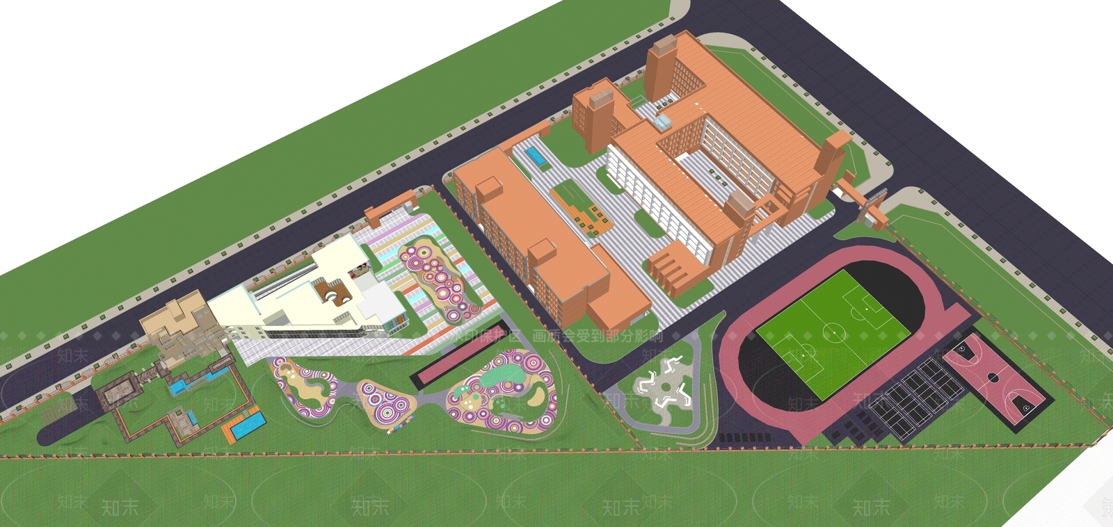 现代校园景观SU模型下载【ID:1149098070】
