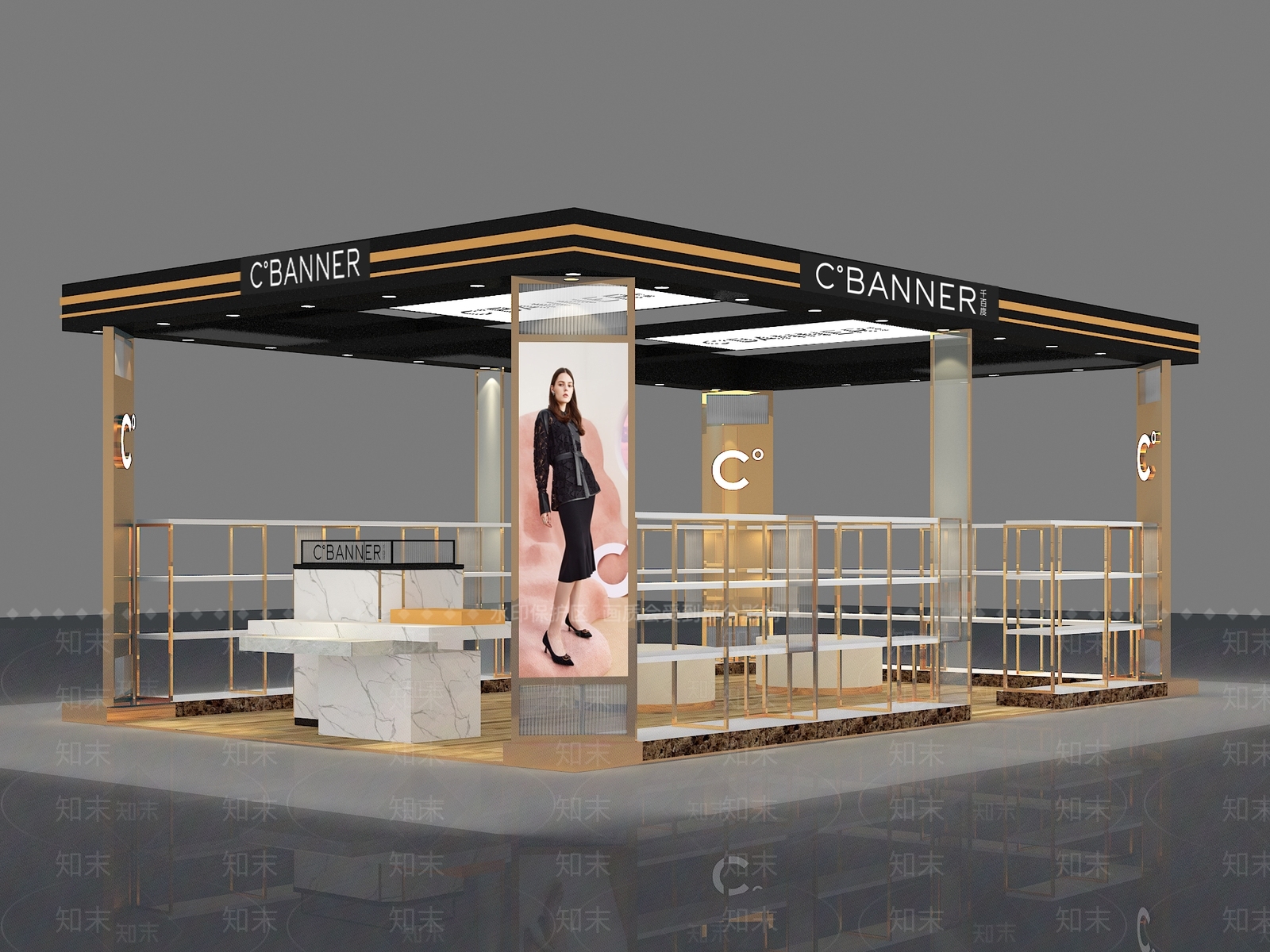 工业风时尚女鞋店3D模型下载【ID:1149099058】