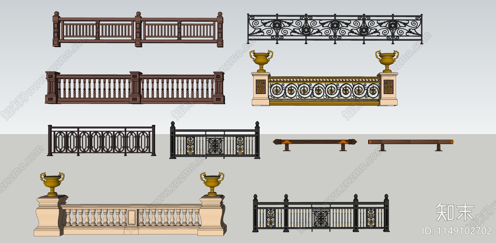 中式围栏护栏SU模型下载【ID:1149102702】