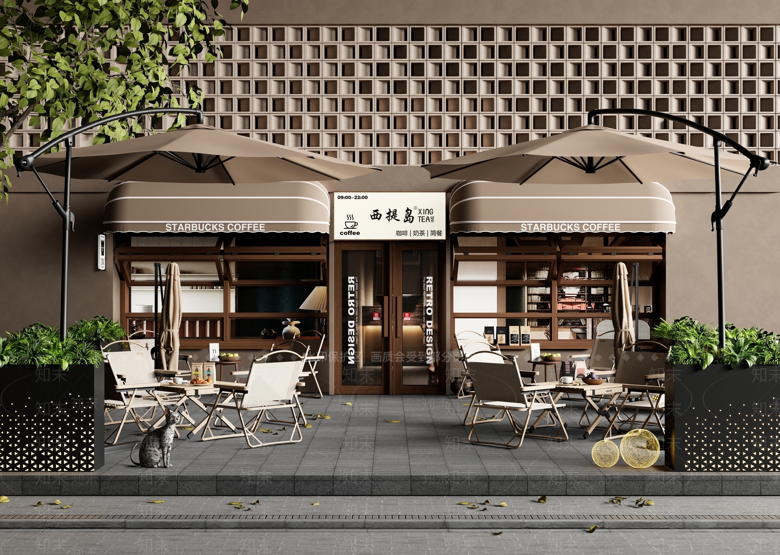 现代咖啡店门头3D模型下载【ID:1149520996】