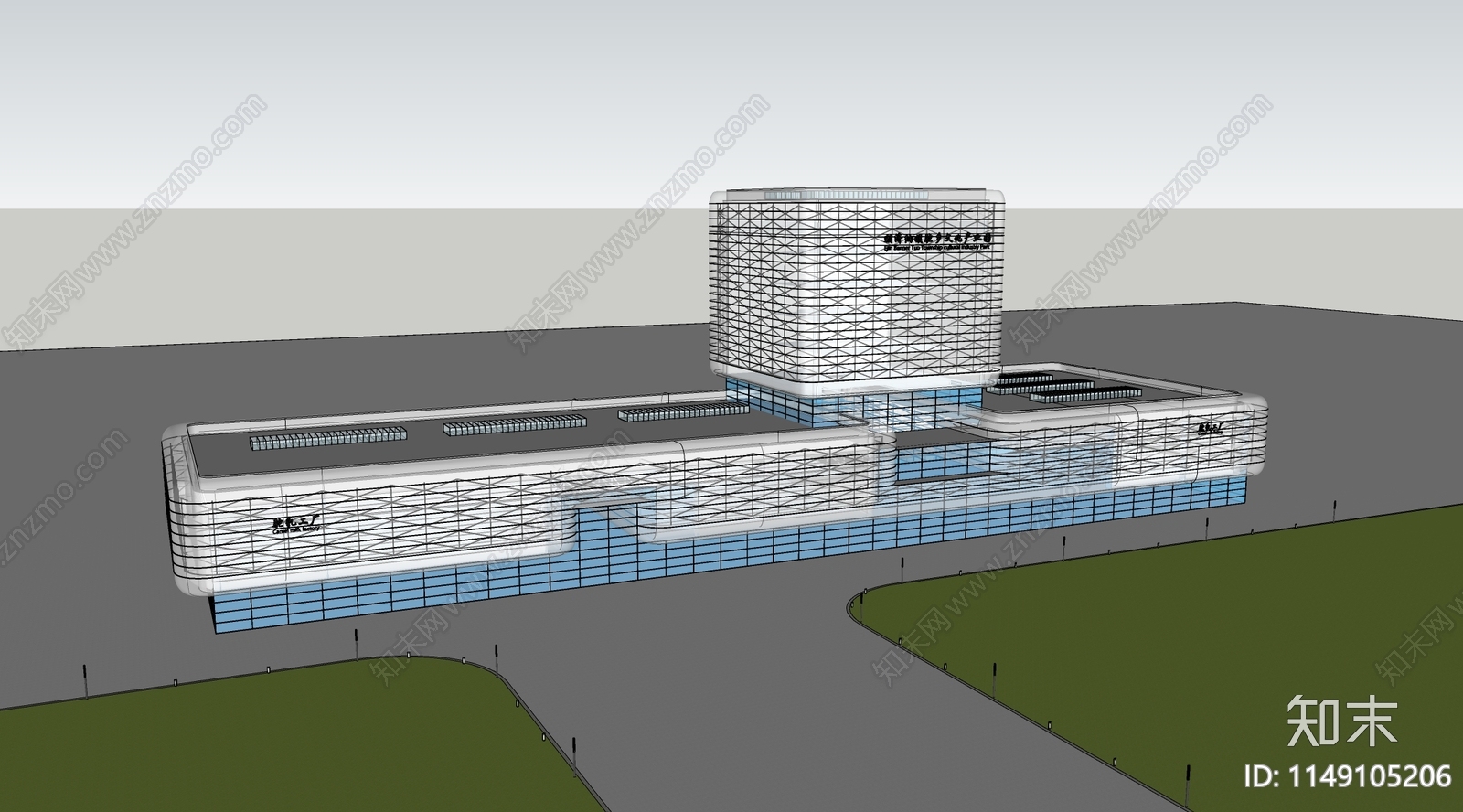 现代工业厂房建筑SU模型下载【ID:1149105206】