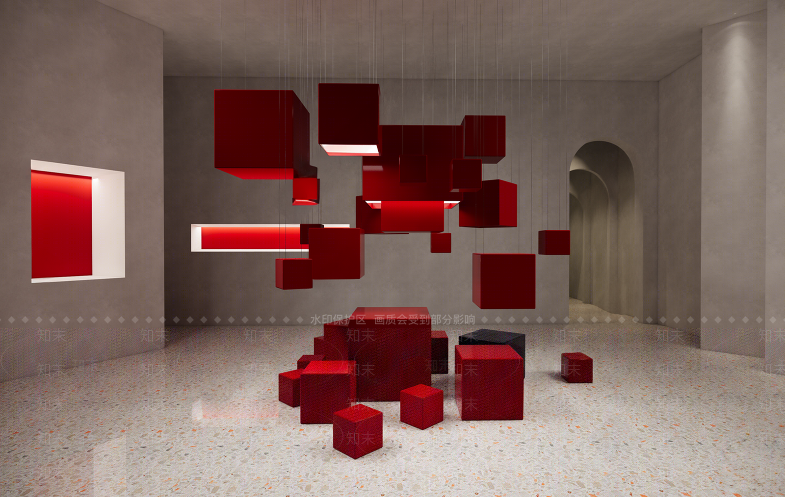 现代室内雕塑装置3D模型下载【ID:1149105125】