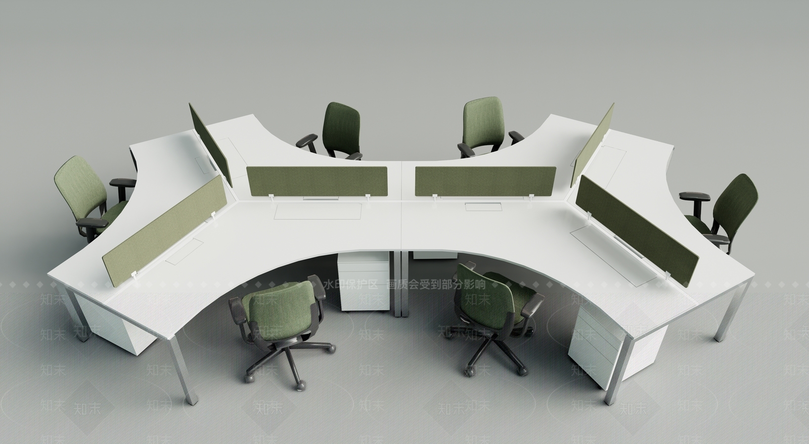 现代办公桌椅组合SU模型下载【ID:1149473170】