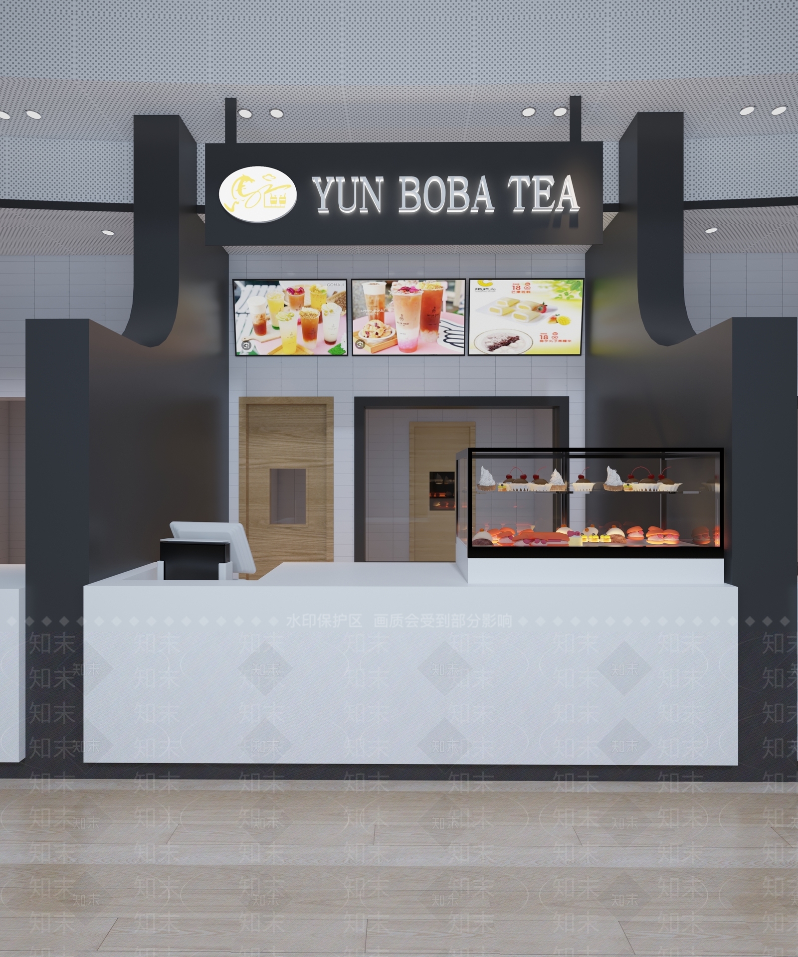 现代奶茶店3D模型下载【ID:1149107593】