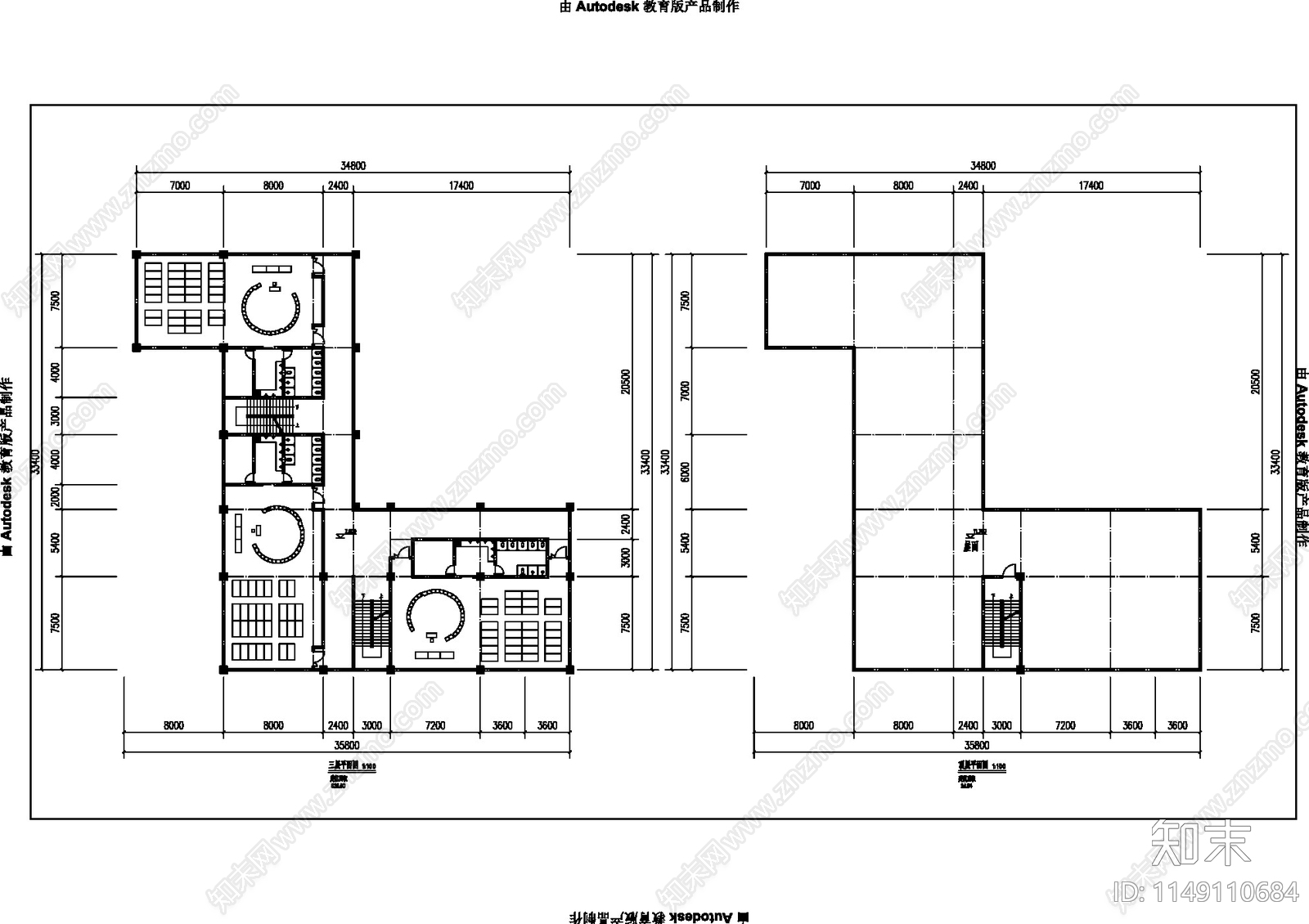 幼儿园建筑cad施工图下载【ID:1149110684】