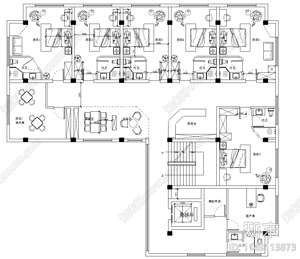 养老院平面图施工图下载【ID:1149113873】