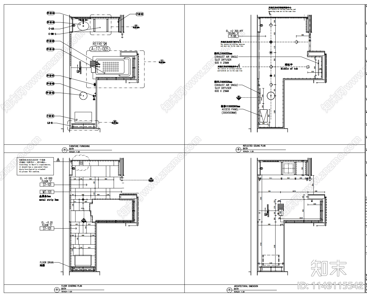 星级酒店40㎡标准大床房室内cad施工图下载【ID:1149115542】
