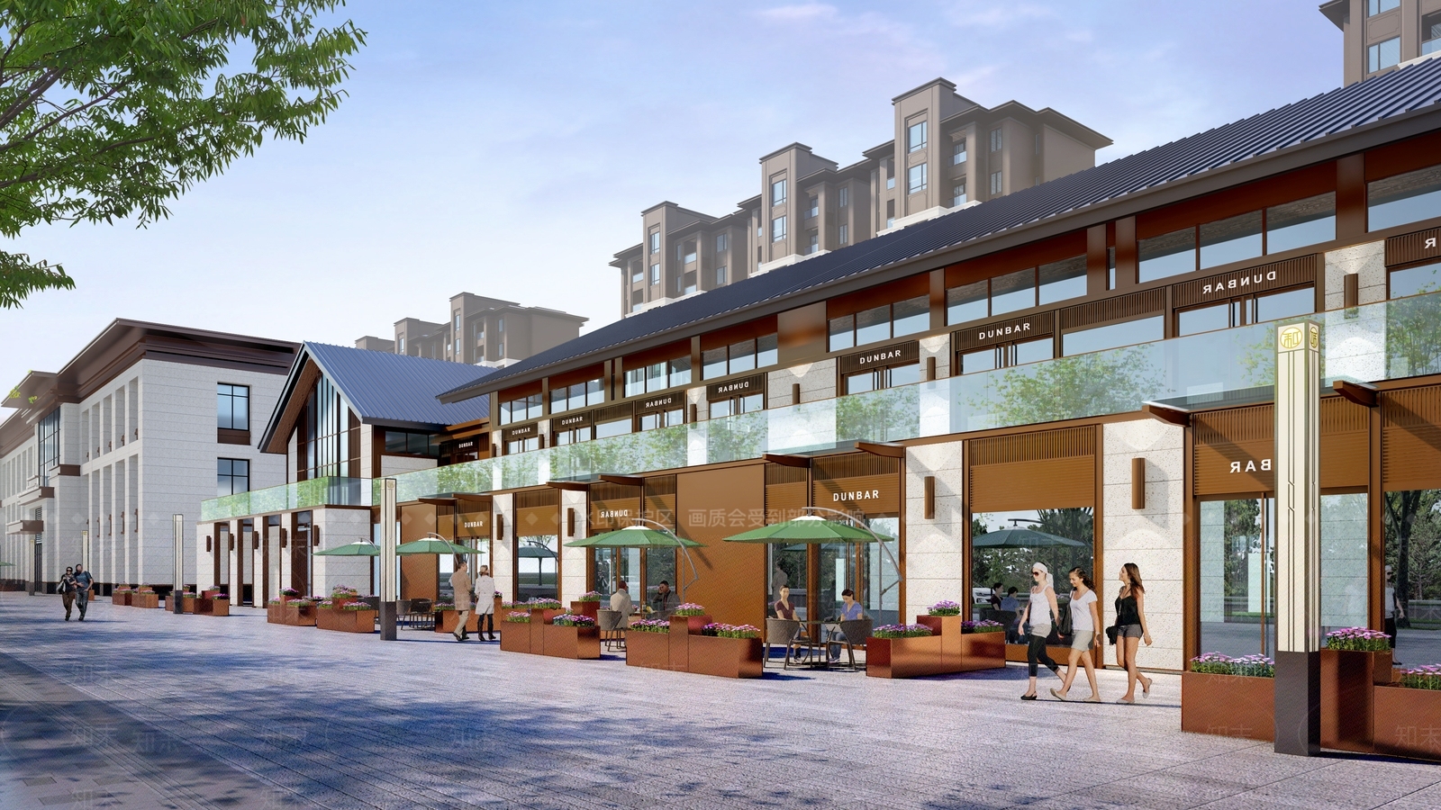 新中式住宅配套商业街SU模型下载【ID:1149474886】