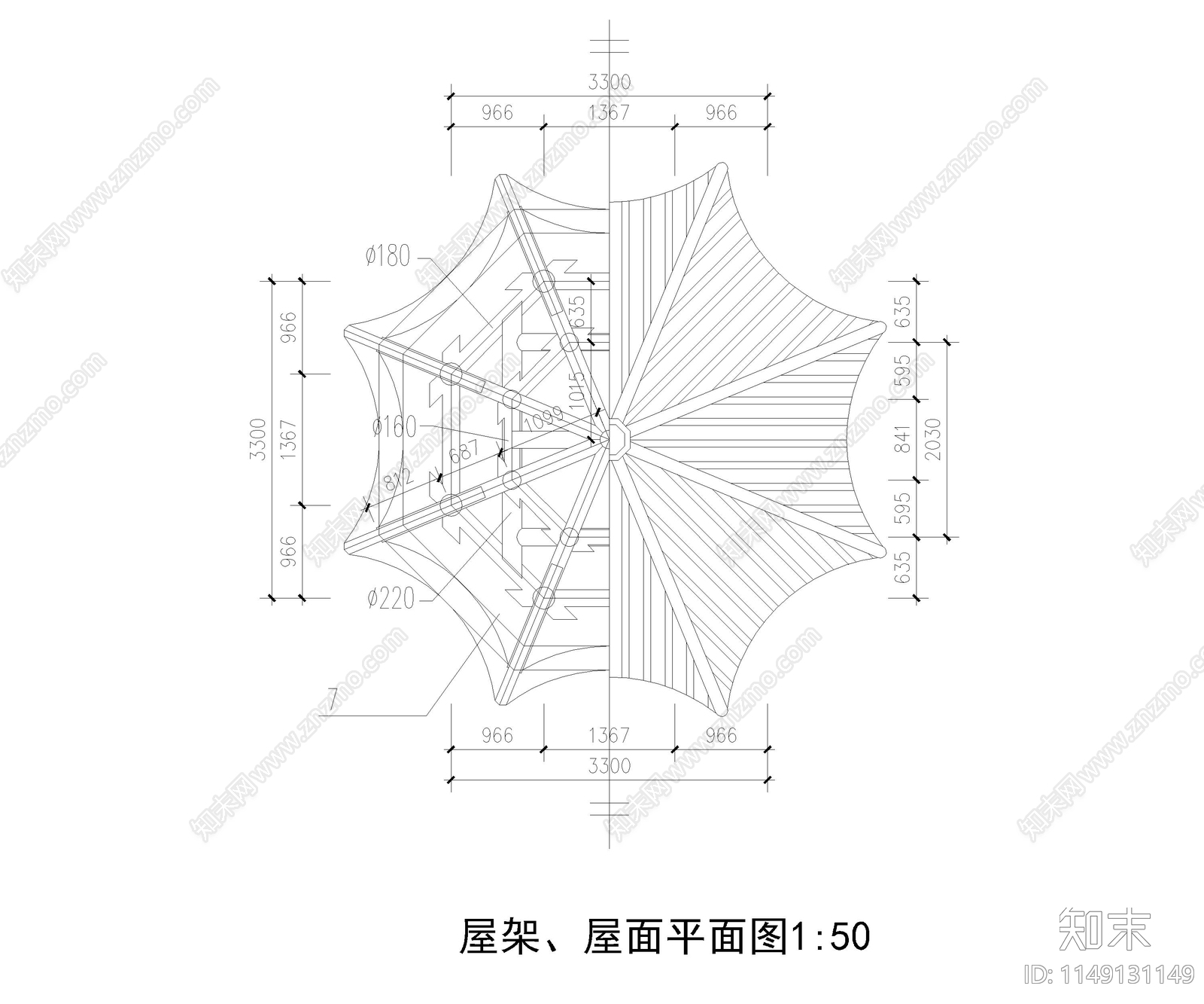 中式亭子节点详图cad施工图下载【ID:1149131149】