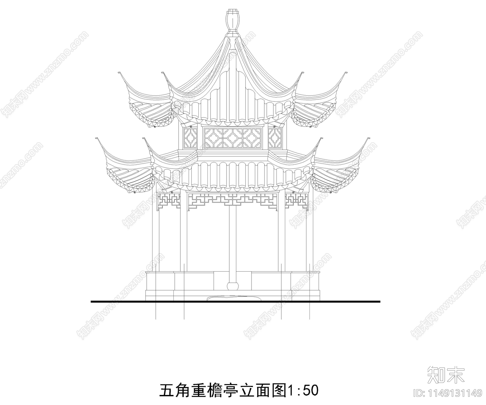 中式亭子节点详图cad施工图下载【ID:1149131149】