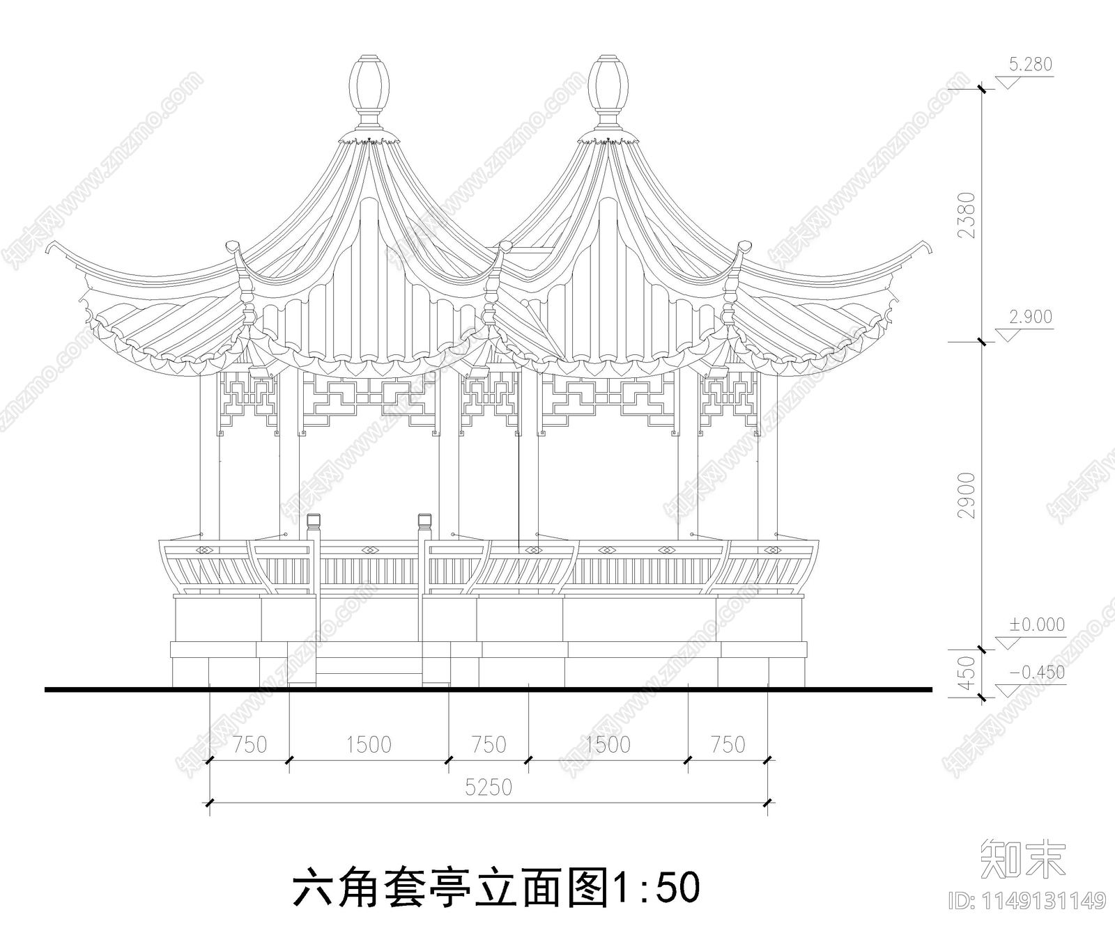 中式亭子节点详图cad施工图下载【ID:1149131149】