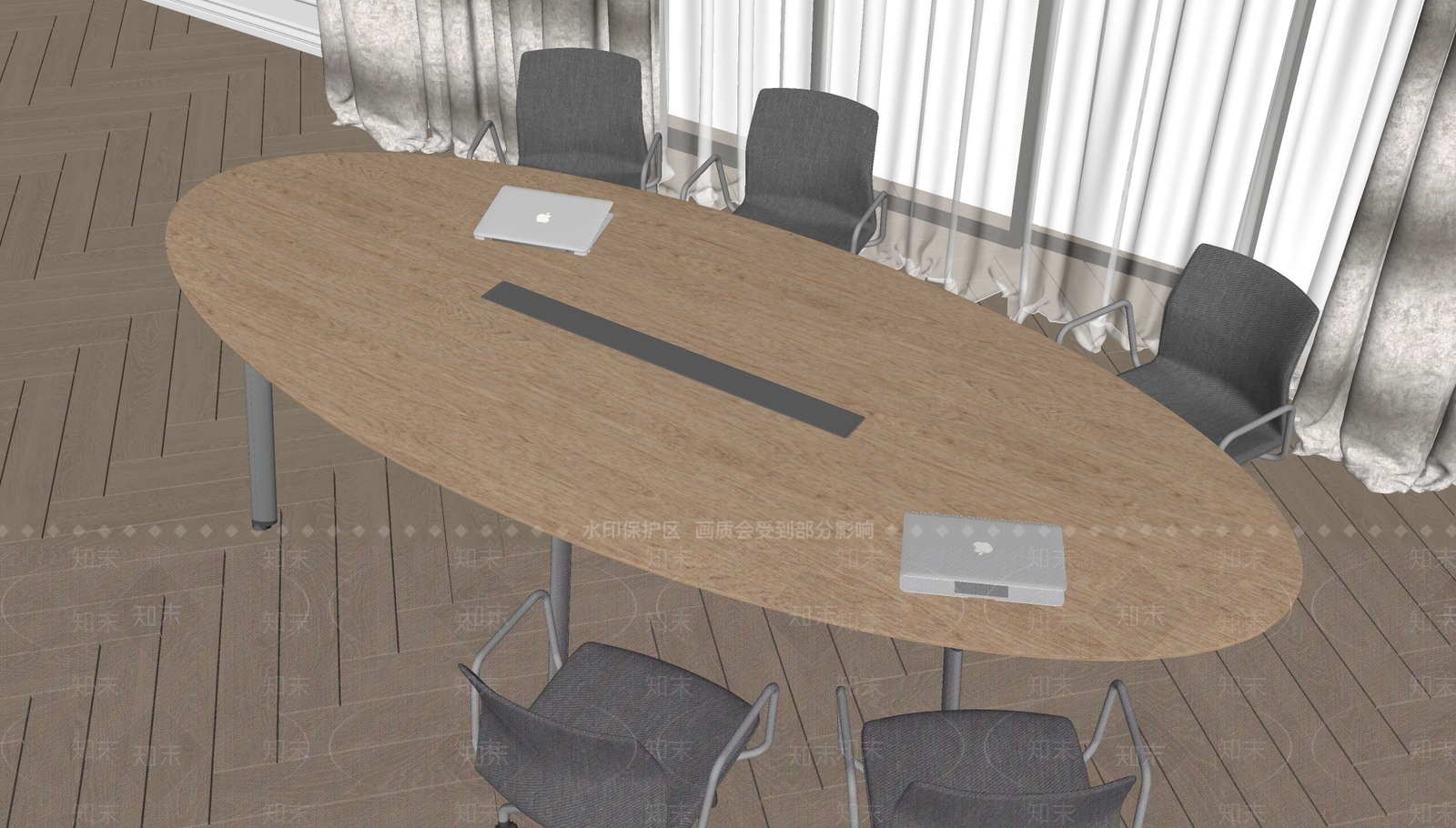 现代会议桌椅组合SU模型下载【ID:1149131639】