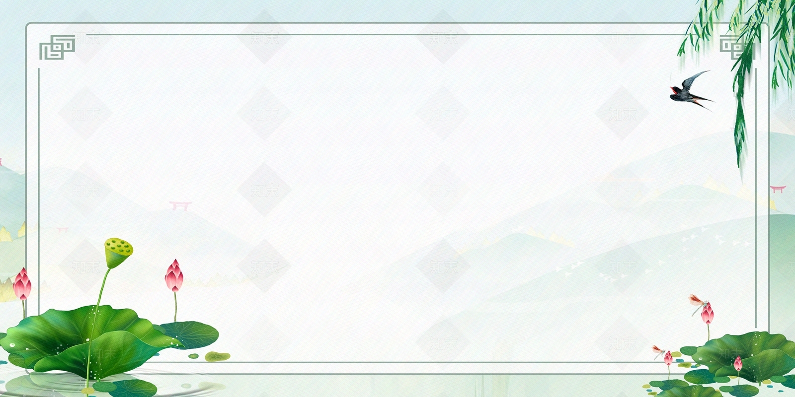 新中式国潮水边框壁纸背景贴图下载【ID:1149133327】