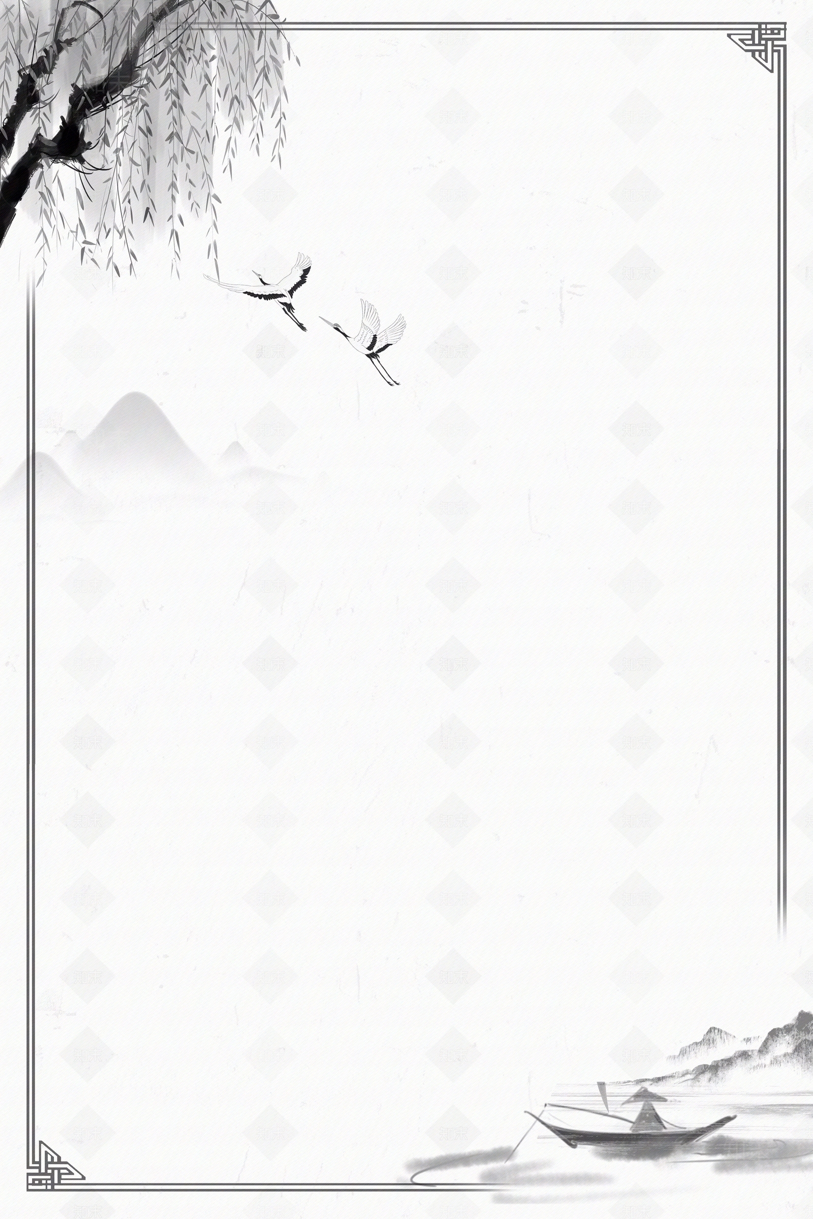 新中式国潮水边框壁纸背景贴图下载【ID:1149133485】