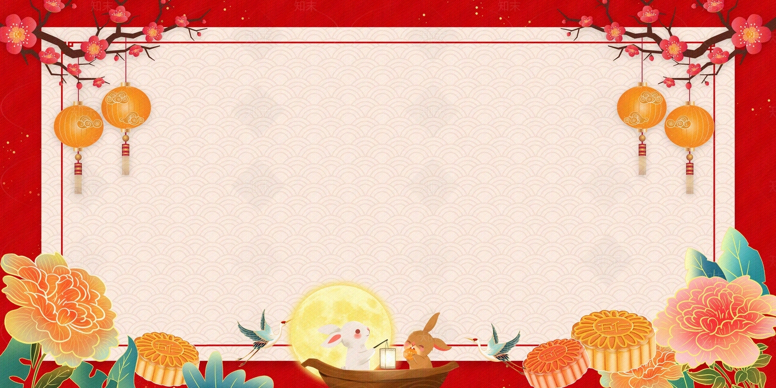 新中式国潮喜庆边框壁纸背景贴图下载【ID:1149133937】